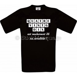 T-shirt noir 90 Ans Anniversaire Scrabble