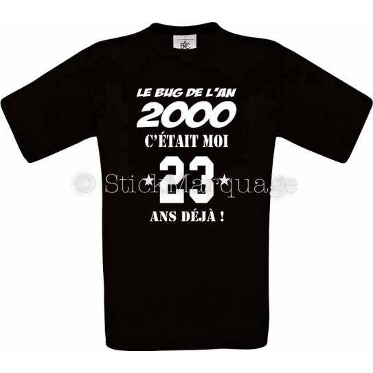 Tee-shirt Noir Le Bug de l'An 2000 23 ans