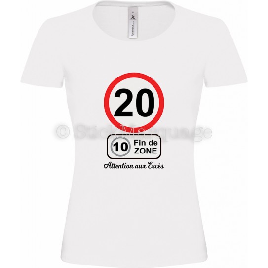 Tee-shirt femme anniversaire 20 ans avec son stylo - PVL SPORTS FEURS