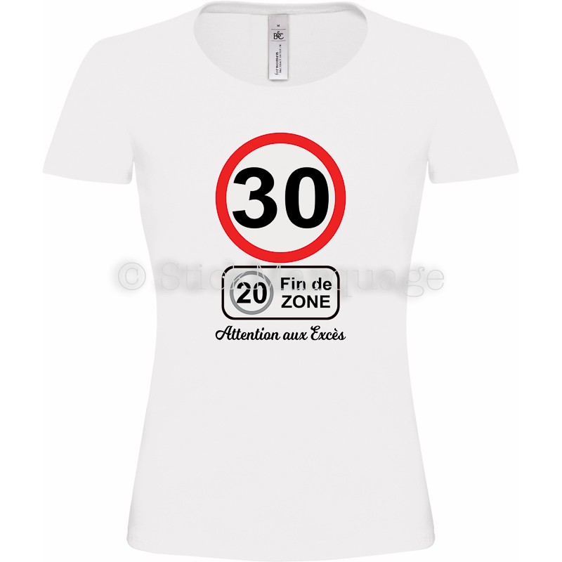 Tee-shirt Femme Anniversaire 30 Ans limitation de vitesse