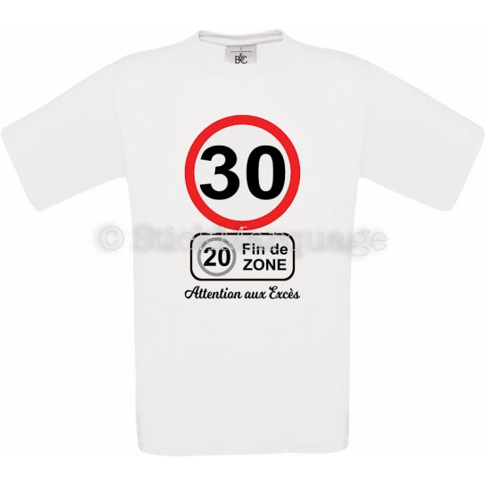 Tee-shirt Homme Anniversaire 30 Ans limitation de vitesse