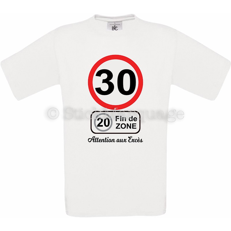 Tee-shirt Homme Anniversaire 30 Ans limitation de vitesse