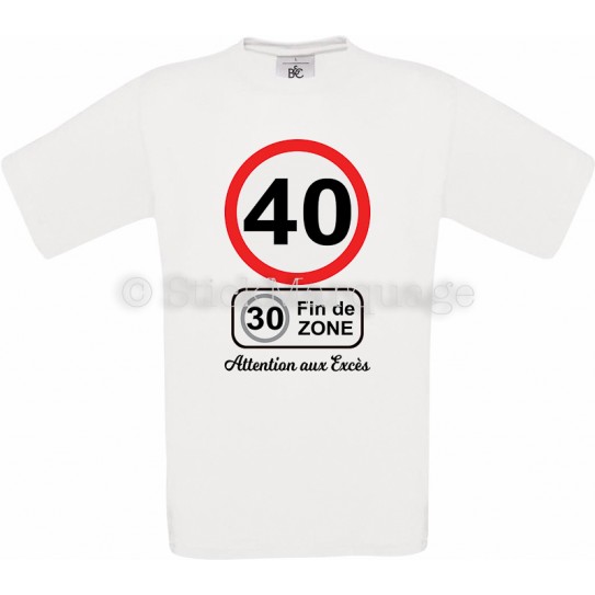 Tee-shirt Homme Anniversaire 40 Ans limitation de vitesse