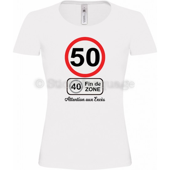 Tee-shirt Femme Anniversaire 50 Ans limitation de vitesse