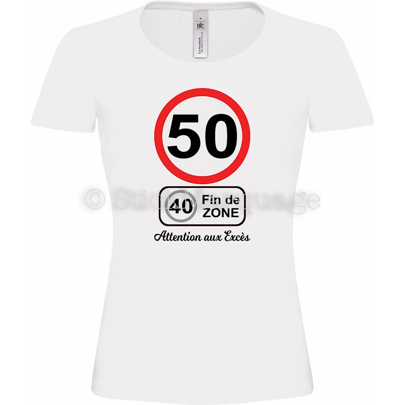 Tee-shirt Femme Anniversaire 50 Ans limitation de vitesse