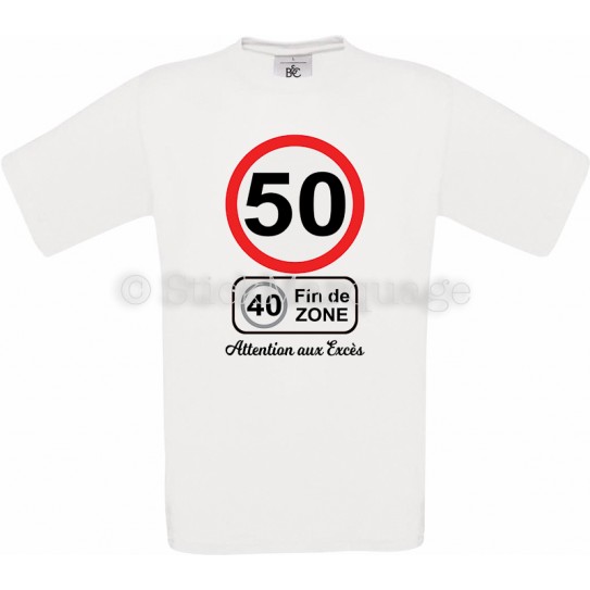 Tee-shirt Homme Anniversaire 50 Ans limitation de vitesse