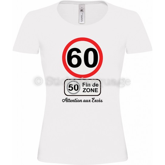 Tee-shirt Femme Anniversaire 60 Ans limitation de vitesse