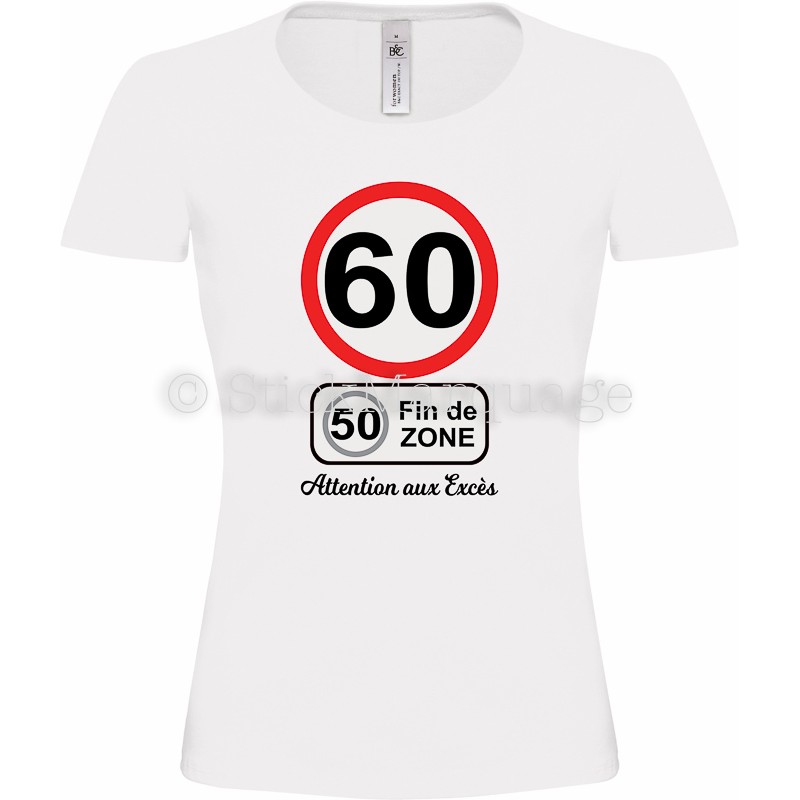 Tee-shirt Femme Anniversaire 60 Ans limitation de vitesse