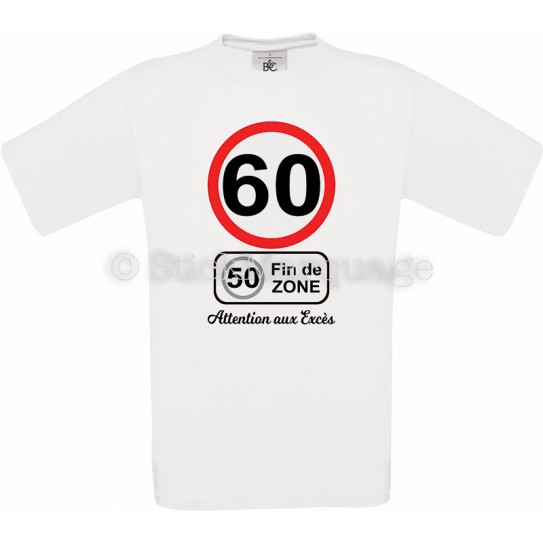 Tee-shirt Homme Anniversaire 60 Ans limitation de vitesse