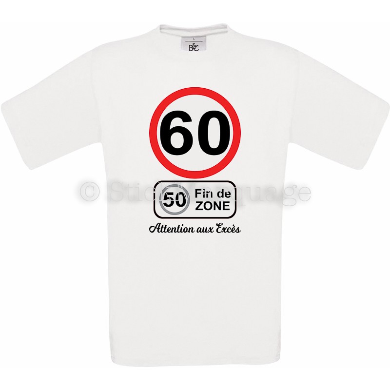 Tee-shirt Homme Anniversaire 60 Ans limitation de vitesse