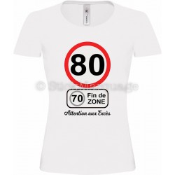 Tee-shirt Femme Anniversaire 80 Ans limitation de vitesse