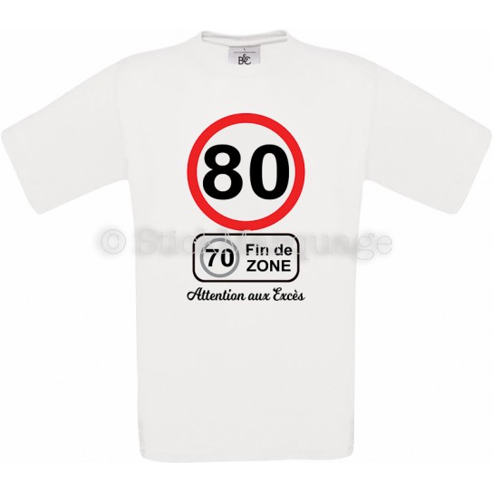 Tee-shirt Homme Anniversaire 80 Ans limitation de vitesse